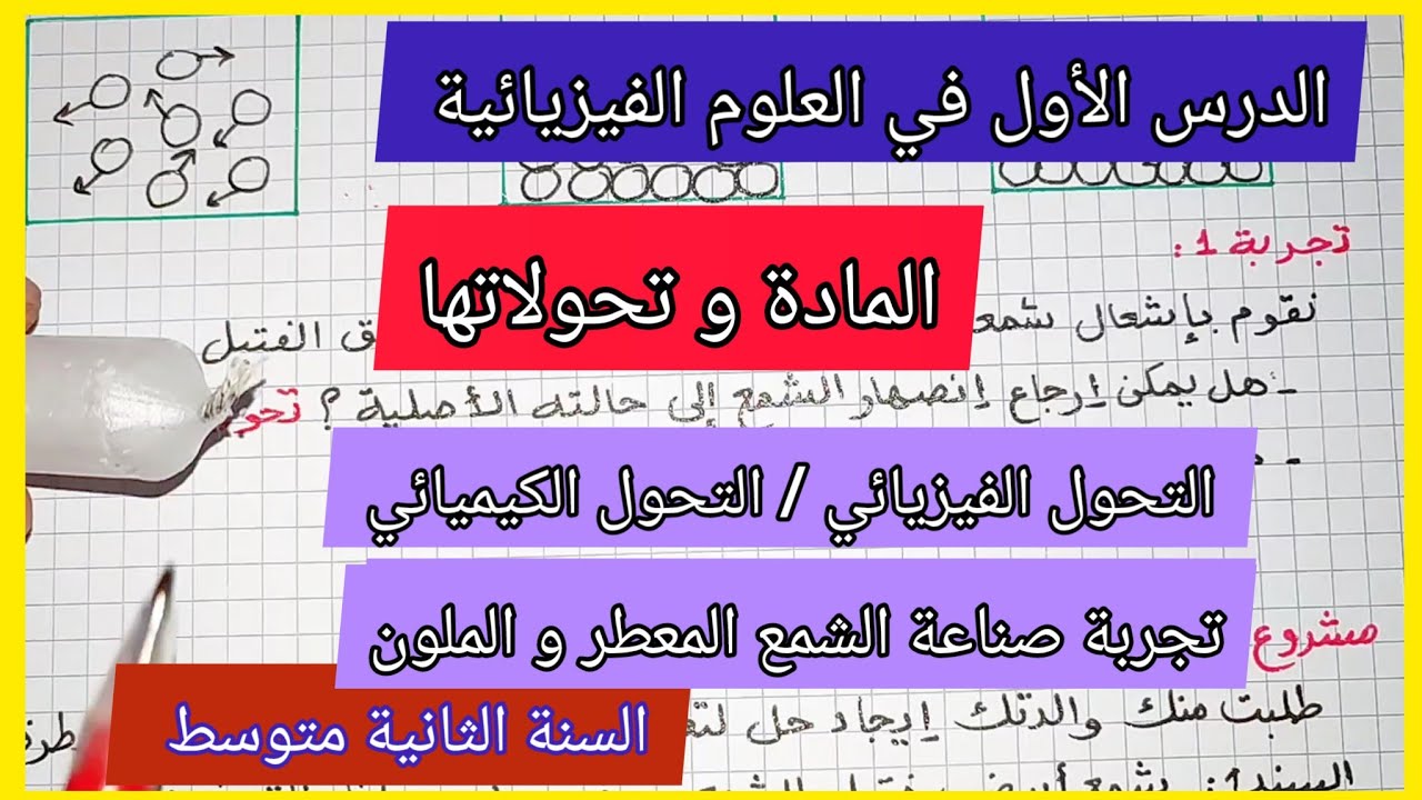 الدرس الأول في العلوم الفيزيائية السنة الثانية متوسط/ المادة و تحولاتها
