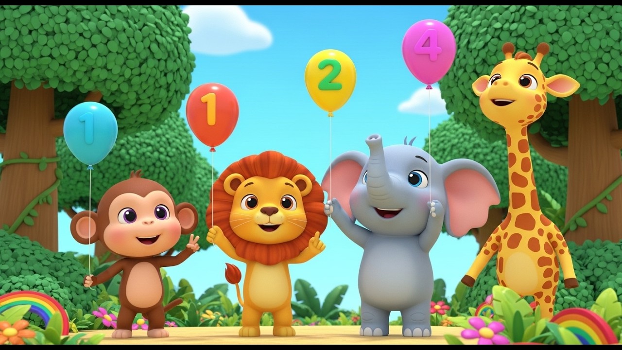 Count with Jungle Friends 🐒🦁 | Toddler 3D Counting Song | Tiny Tots World Learning Fun