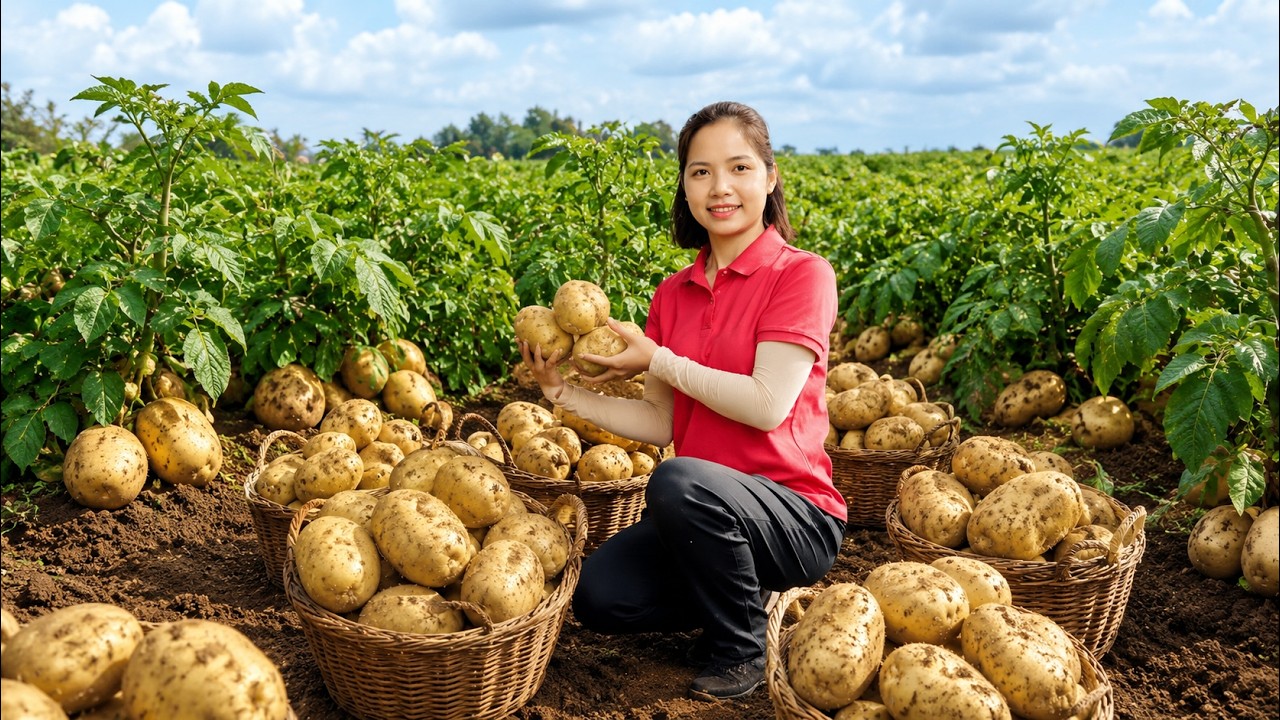 Harvesting A Lot Of Huge Potatoes - Bringing To Local Market For Sell | Daily Garden