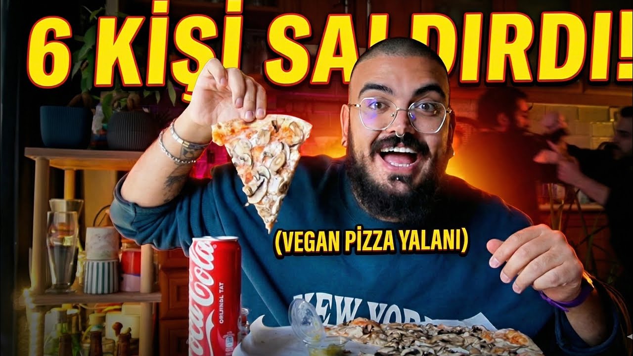 6 KİŞİ SIKIŞTIRDILAR, EKİBİ TOPLADIM! (Vegan Pizza Yerken Anlattım)