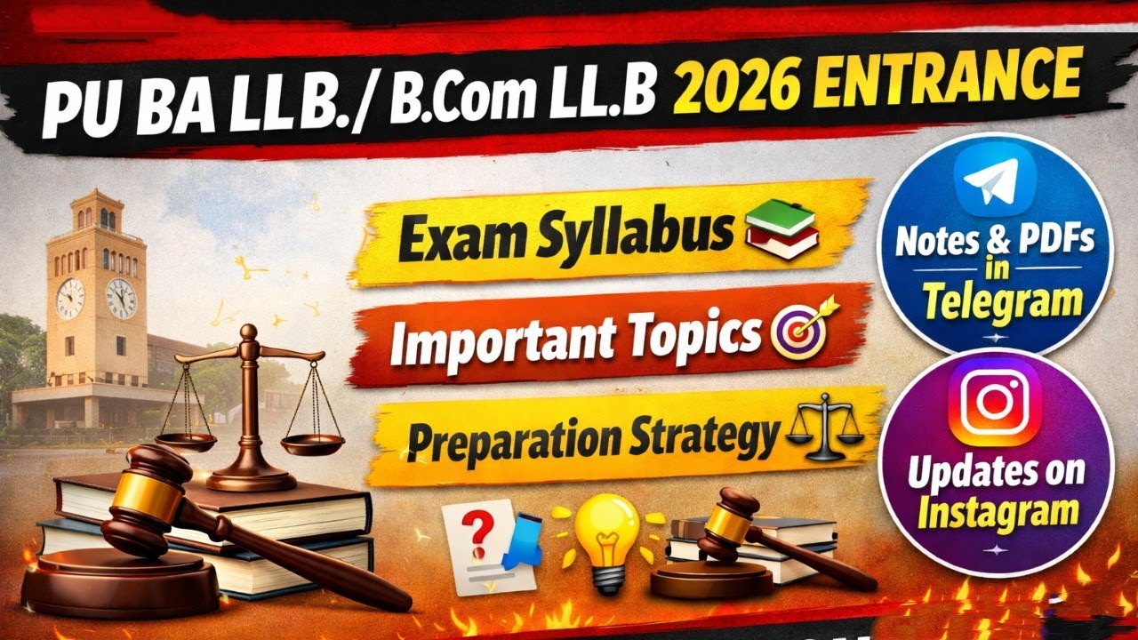 PU BA LLB/B.Com LLB 2026 Entrance Guide🎯| Syllabus + Important Topics + Smart Preparation Strategy🔥