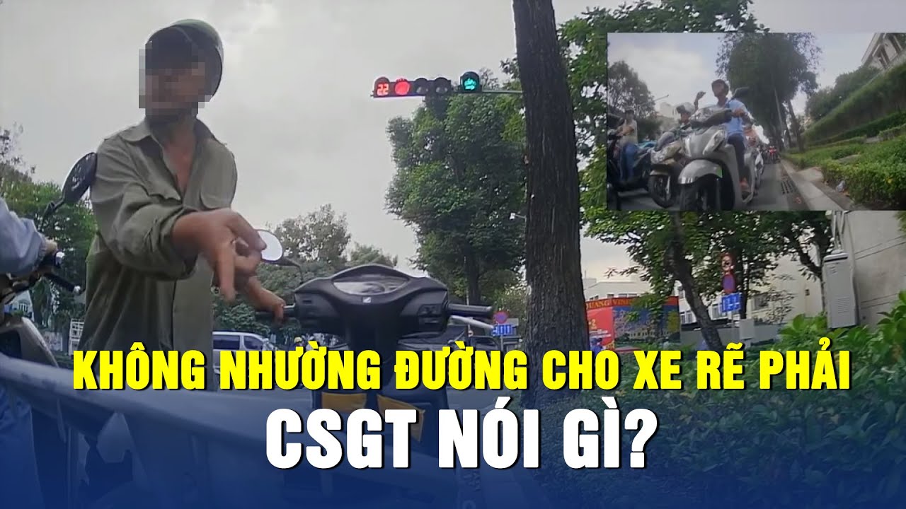 Cho xe máy rẽ phải khi đèn đỏ nhưng người dừng trước không nhường: CSGT nói gì?