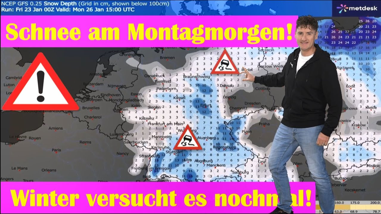 Schneefront am Montagmorgen: Verkehrschaos möglich! Bis zu 20 cm Neuschnee!