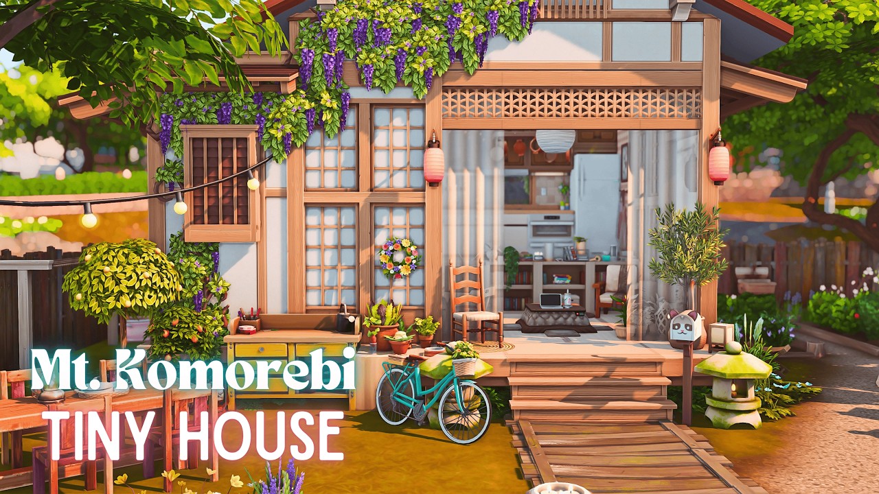 Let's Build a Charming Japanese Tiny House in Mt. Komorebi 🌺🏡 | Sims 4 Stop Motion | No CC