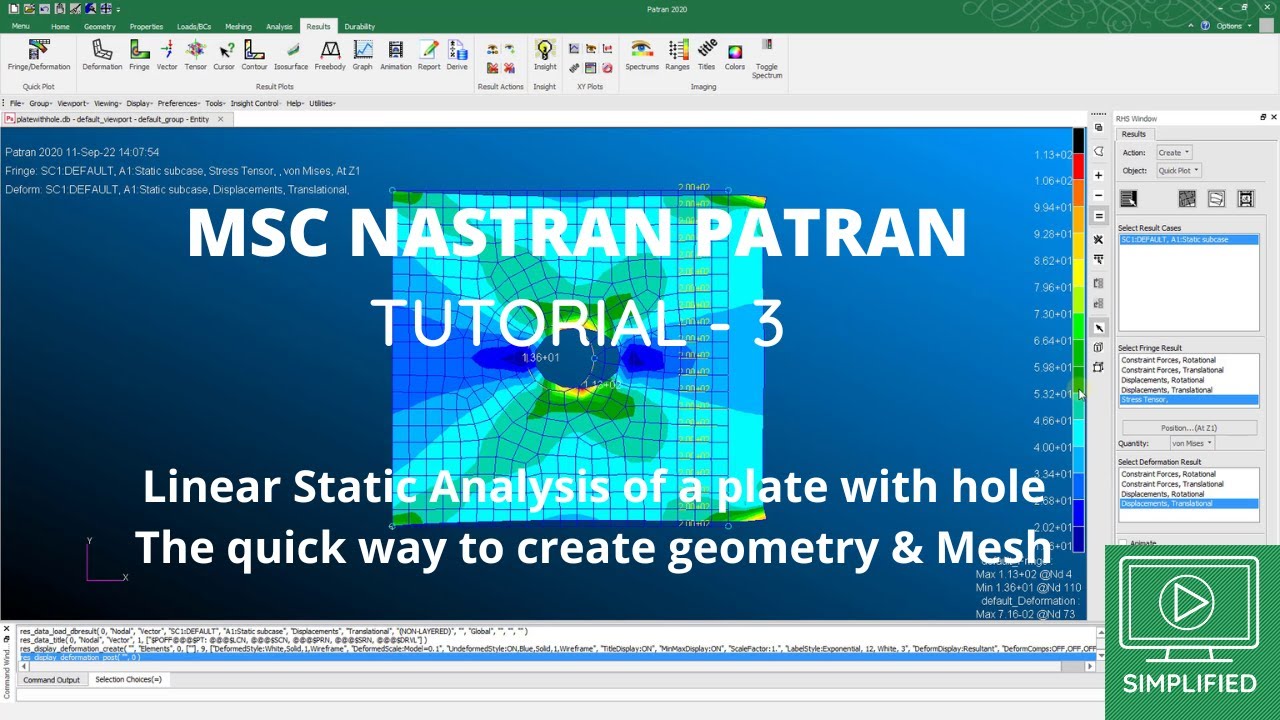 MSC NASTRAN PATRAN 3 plate with hole quick mesh