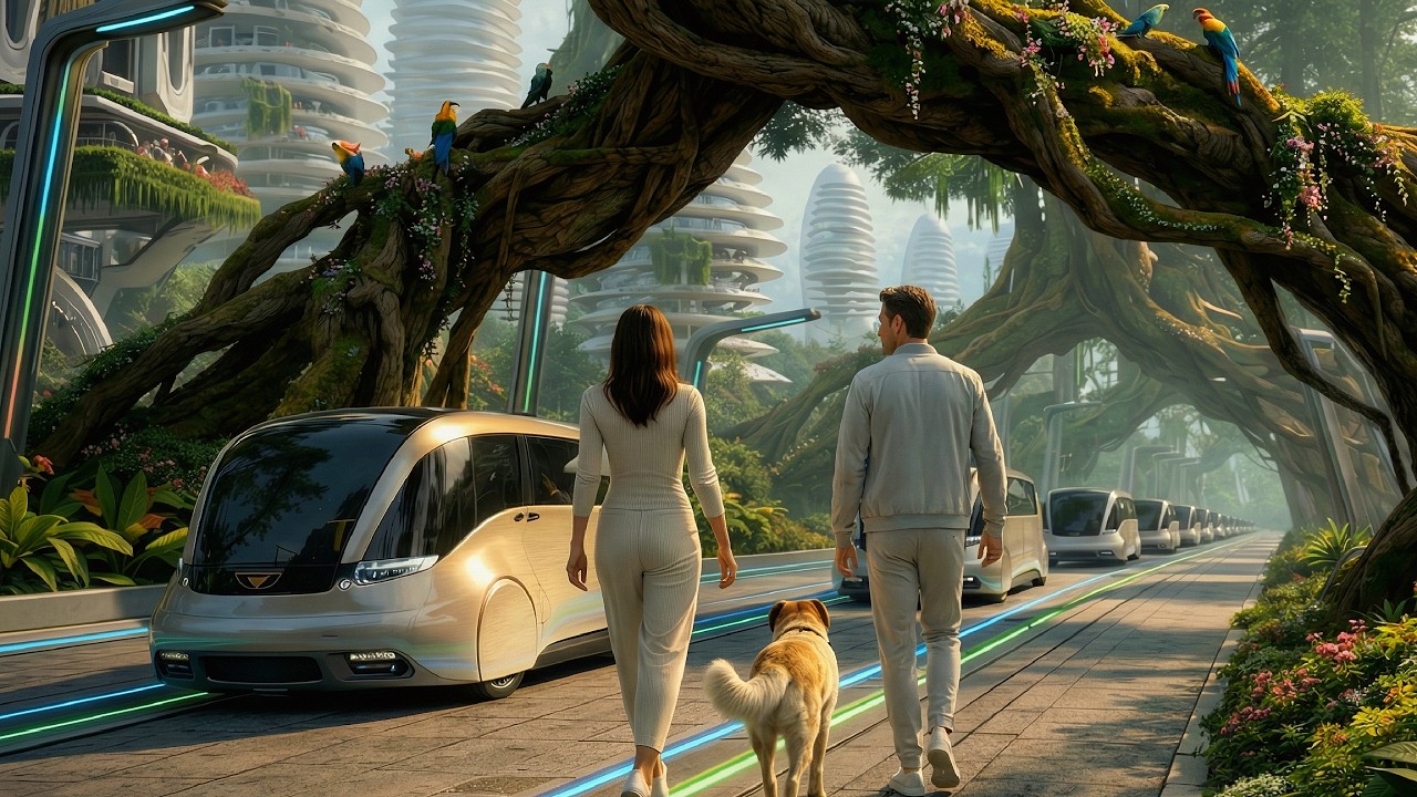 Peaceful and Beautiful Futuristic Eco City Ambience | Sci-Fi Sounds | 4K