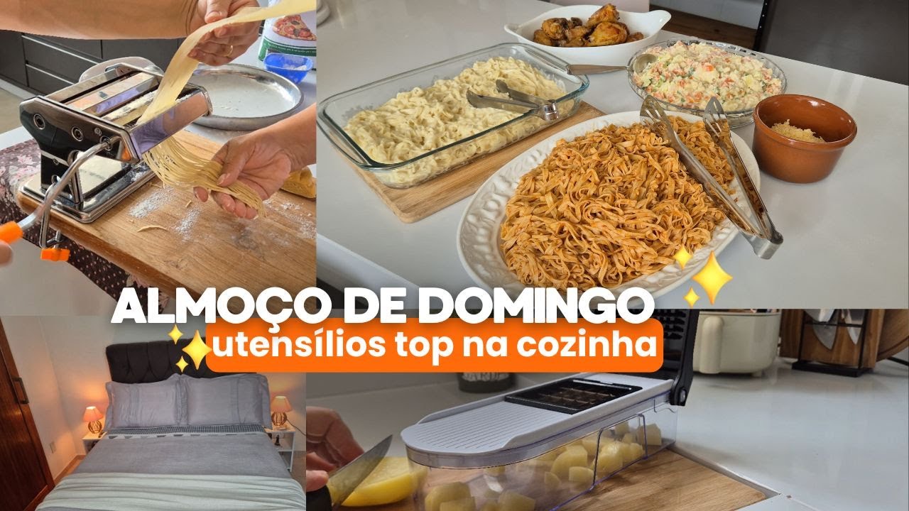 Almoço de Domingo|Receita fácil de massa fresca!Fiz cama posta🍝✨