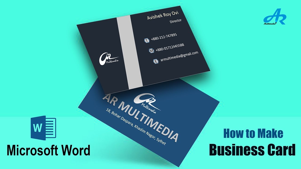 MS Word Tutorial:How To Make Business Card Design in Microsoft Word|2 Part Business Card Design