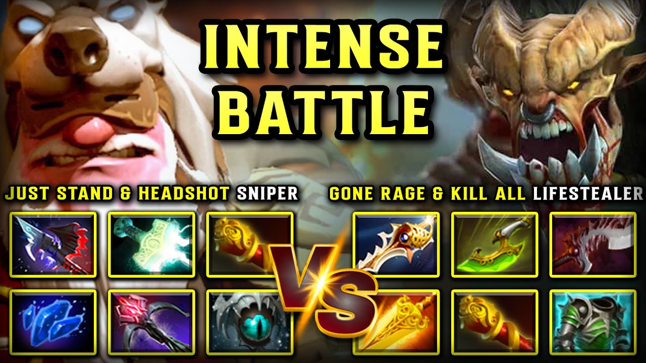 INTENSE CARRY BATTLE | Just Stand & Headshot Sniper Vs. Gon Rage & Kill All Lifestealer | 7.38c DOTA