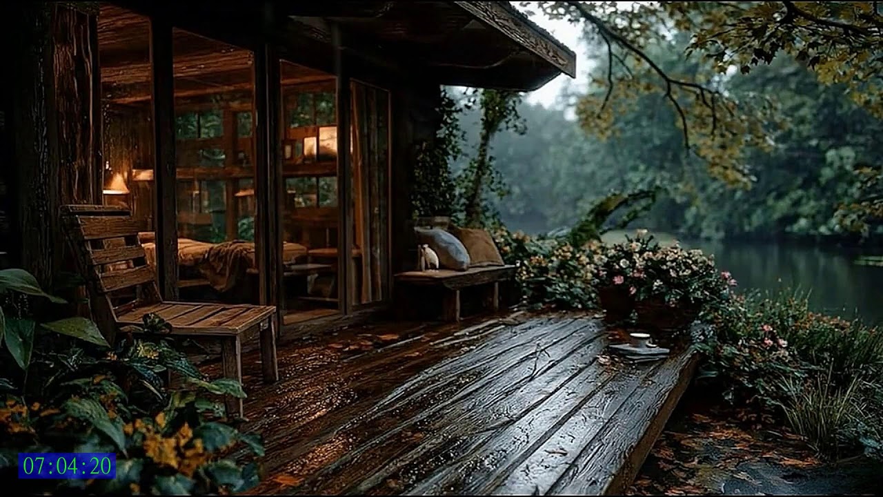 Deep Sleep Therapy with Heavy Rain and Soft Thunder for Stress Relief and Silent Comfort