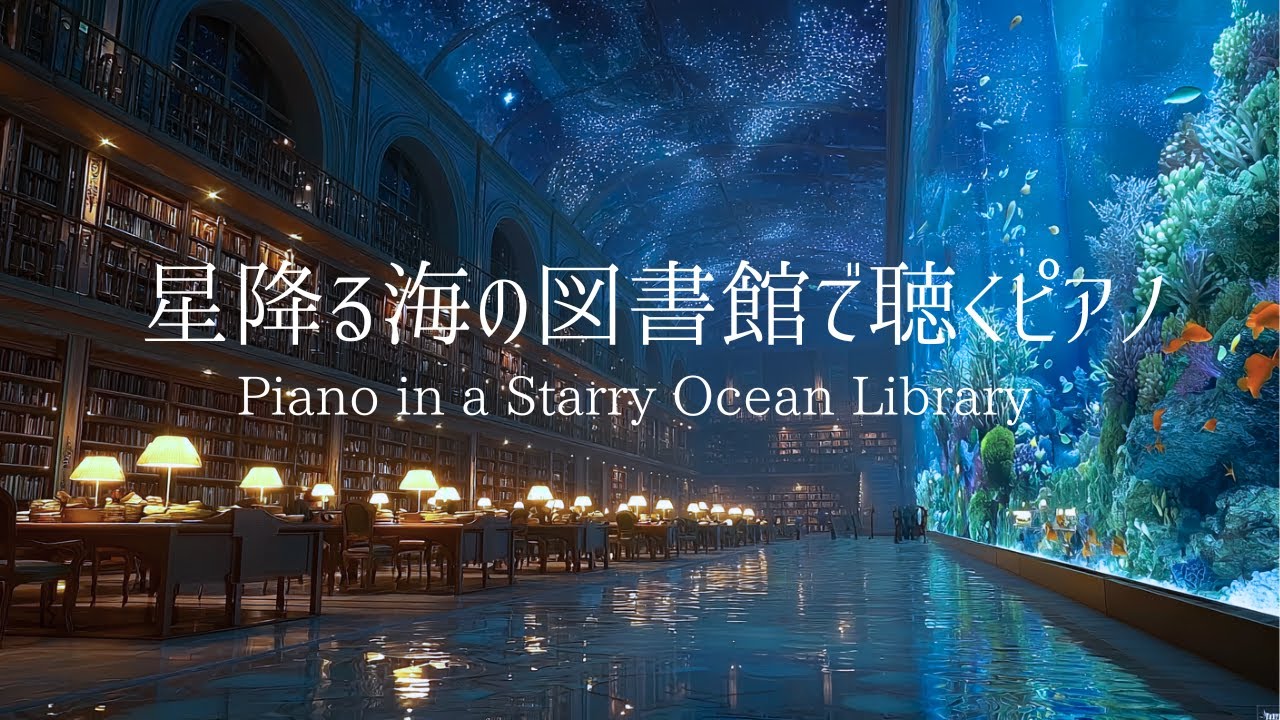 【ピアノBGM】幻想的な旋律に包まれる| 星空とアクアリウムの図書館