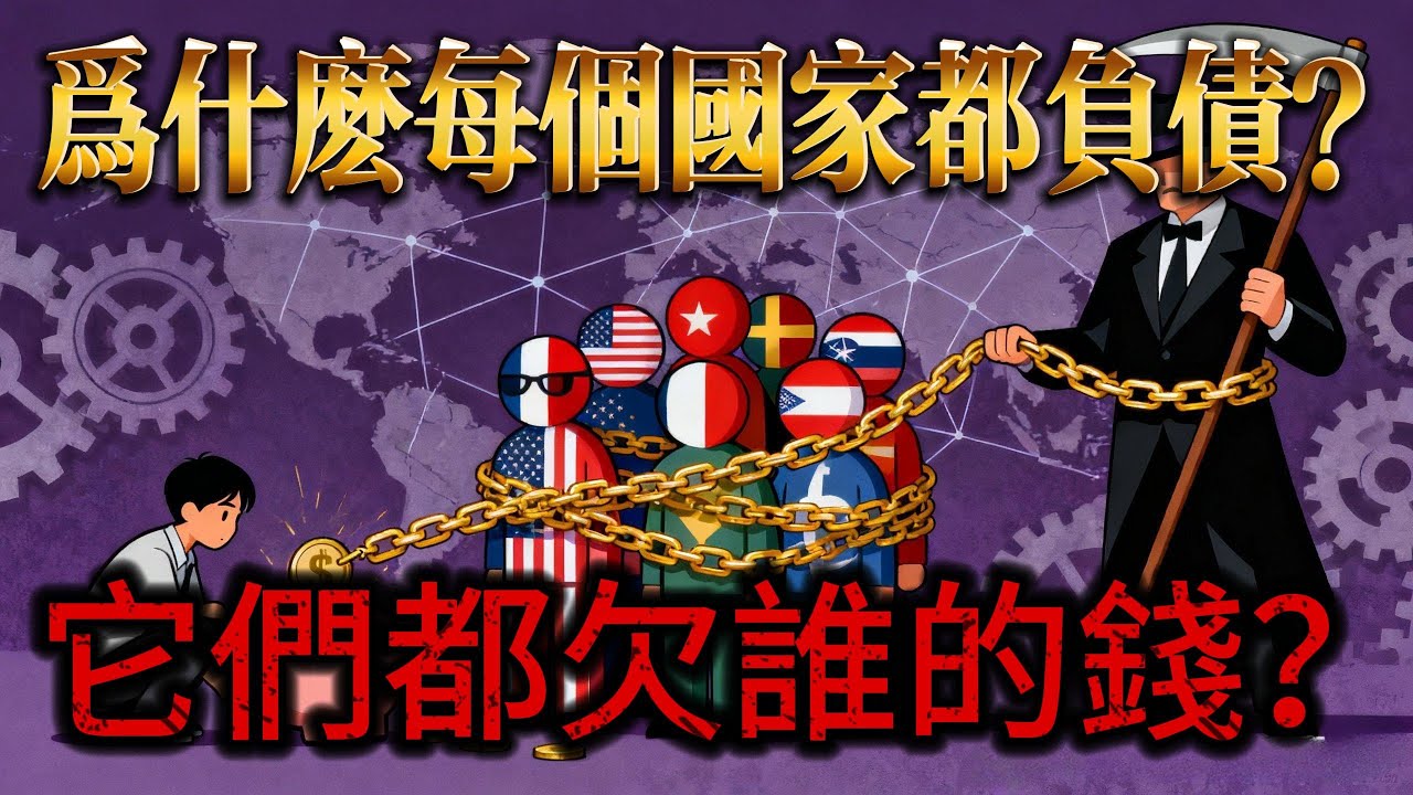 為什麼每個國家都負債？國家債務騙局曝光！它們都欠誰的錢？背後是全球金融的收割陰謀！這就是你越存錢越窮的真正原因！