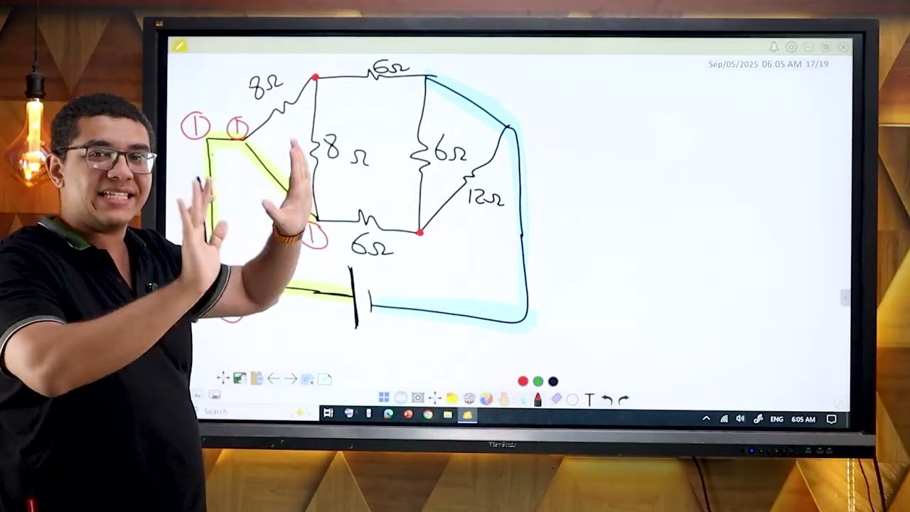Finding the equivalent resistance using points method | المقاومة المكافئة بطريقة النقاط 