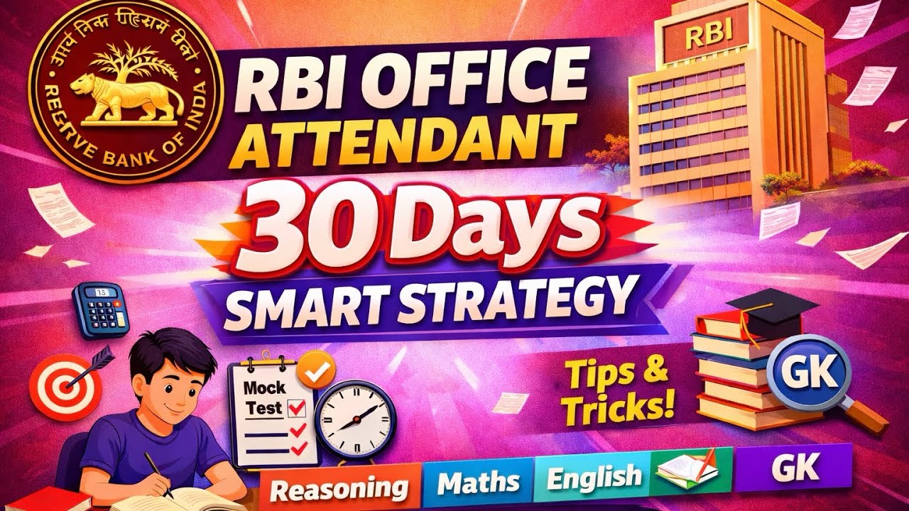 RBI Office Attendant 30 Days Smart Strategy | Complete Study Plan | Exam Pattern & Tips 🔥
