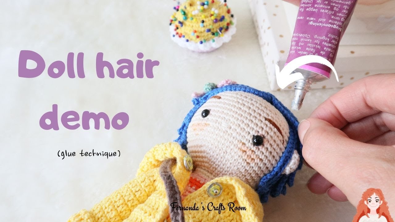 # 26 [ENGLISH SUBITITLE ] HOW I GLUE HAIR TO A DOLL’S HEAD | Amigurumi Tutorial