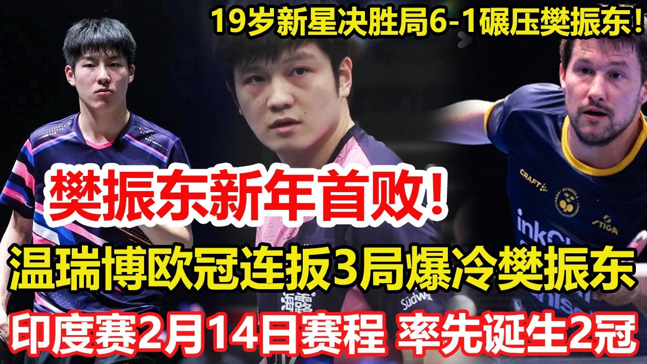 乒壇大冷門！樊振東2-0領先慘遭逆轉，連丟3局輸19歲國乒小將。WTT印度賽：世界冠軍2勝2負！2月14日賽程公布，率先誕生2冠。#乒乓球 #tabletennis #桌球 #pingpong