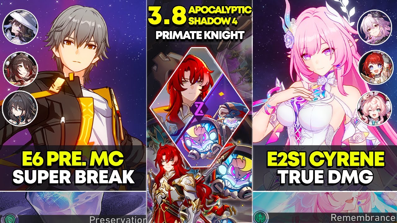 E6 Preservation MC Super Break & E2S1 Cyrene True DMG | Apocalyptic Shadow 4 | Honkai Star Rail 3.8