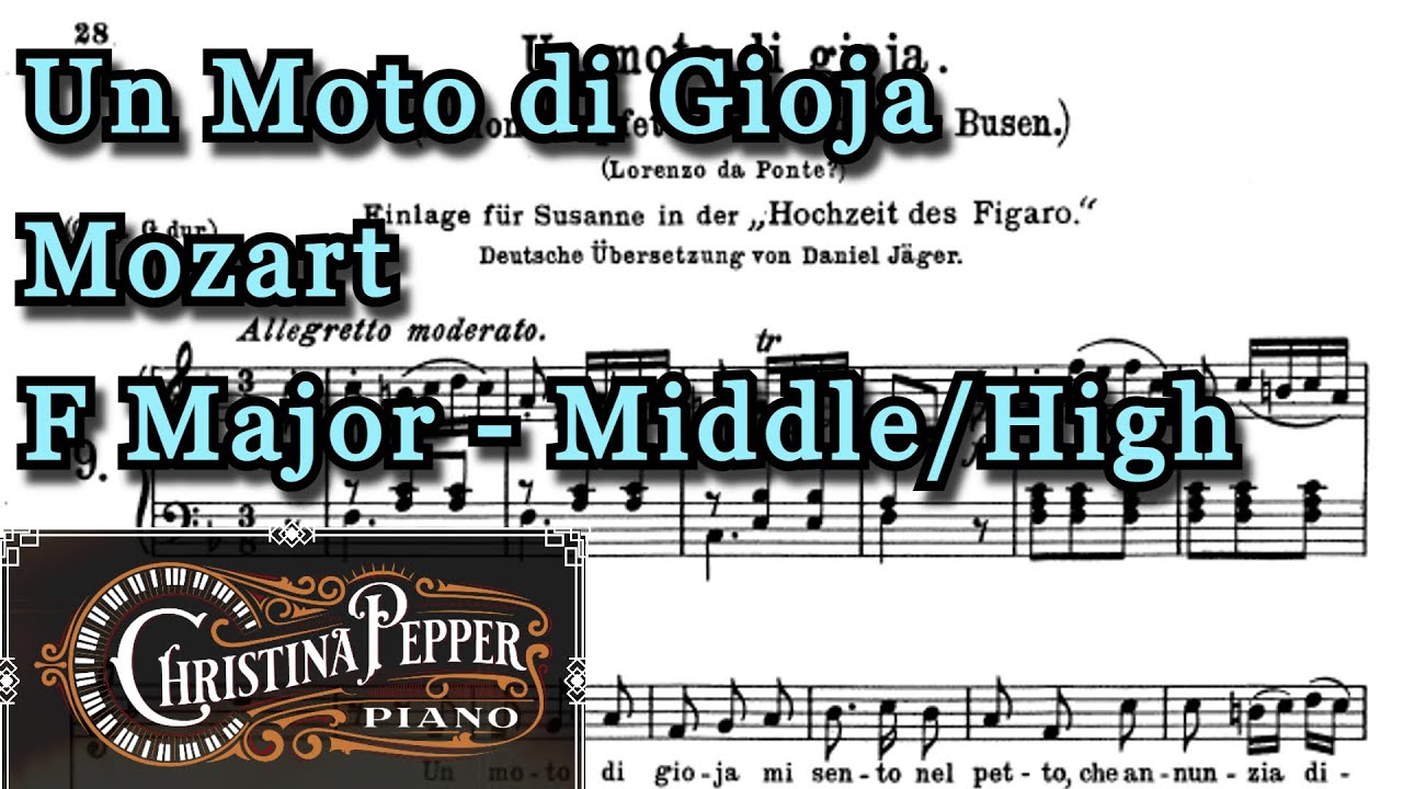 Un Moto di Gioia F Major Piano Accompaniment Mozart Karaoke Middle/High Voice