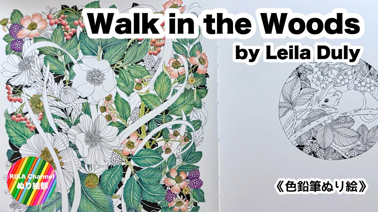 ✏️ぬり絵【Walk in the Woods by Leila Duly 】小花　赤い実　ベリー