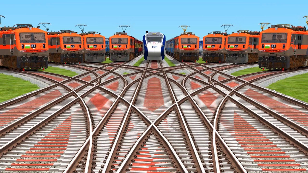 All Electric Railgadi Crossings From Daimond 3D🚩 Railroad Tracks | indian railway station games