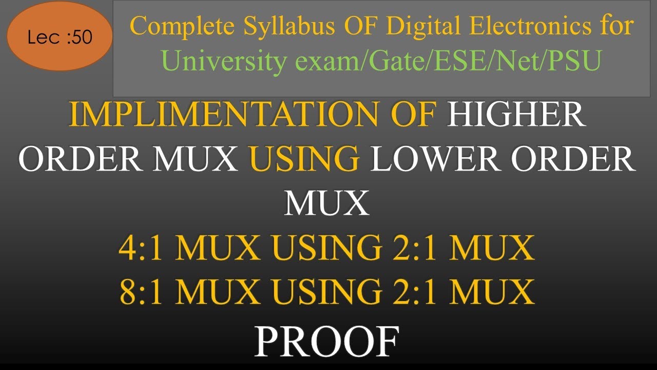 Lec-50 Implementation of Higher Order MUX using Lower Order MUX | DE or STLD | R K Classes | Hindi |