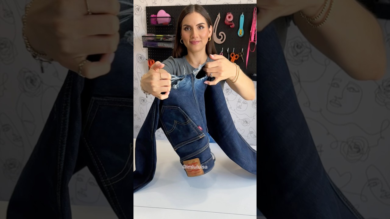 not sure what happened here 😬 let&rsquo;s upcycle these jeans! ♻️👖💫