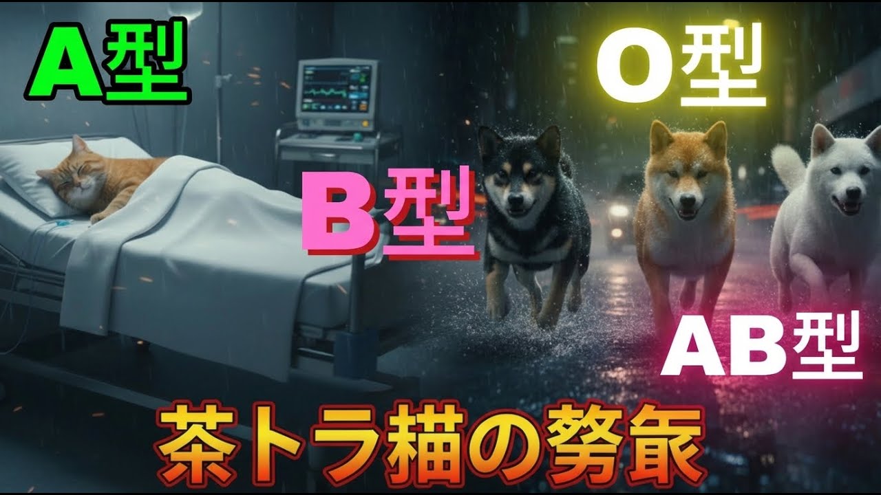 【血液型あるある】骨折…！？病院で迷子の子猫を捜索する3匹の犬、交代でお世話も！🐶🐱 血液型ごとに違う、それぞれの優しさの表現。