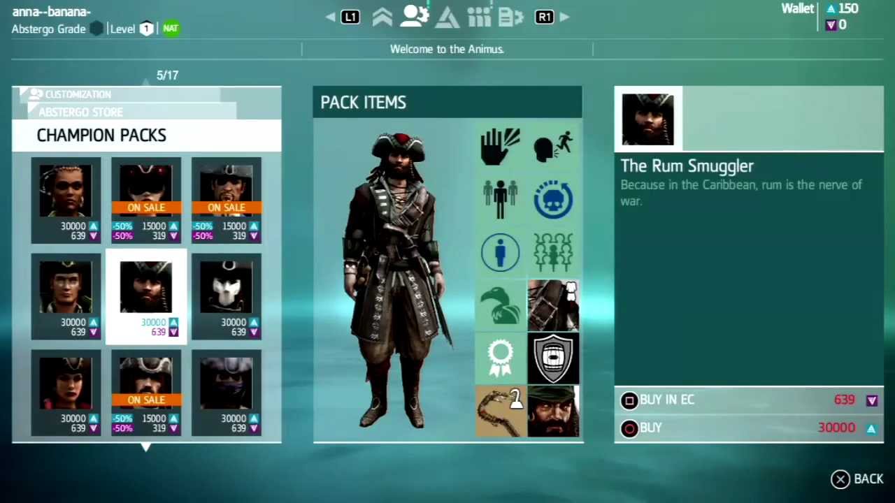 AC4 Multiplayer Champion packs preview. Assassin's Creed 4 Multiplayer Characters customization