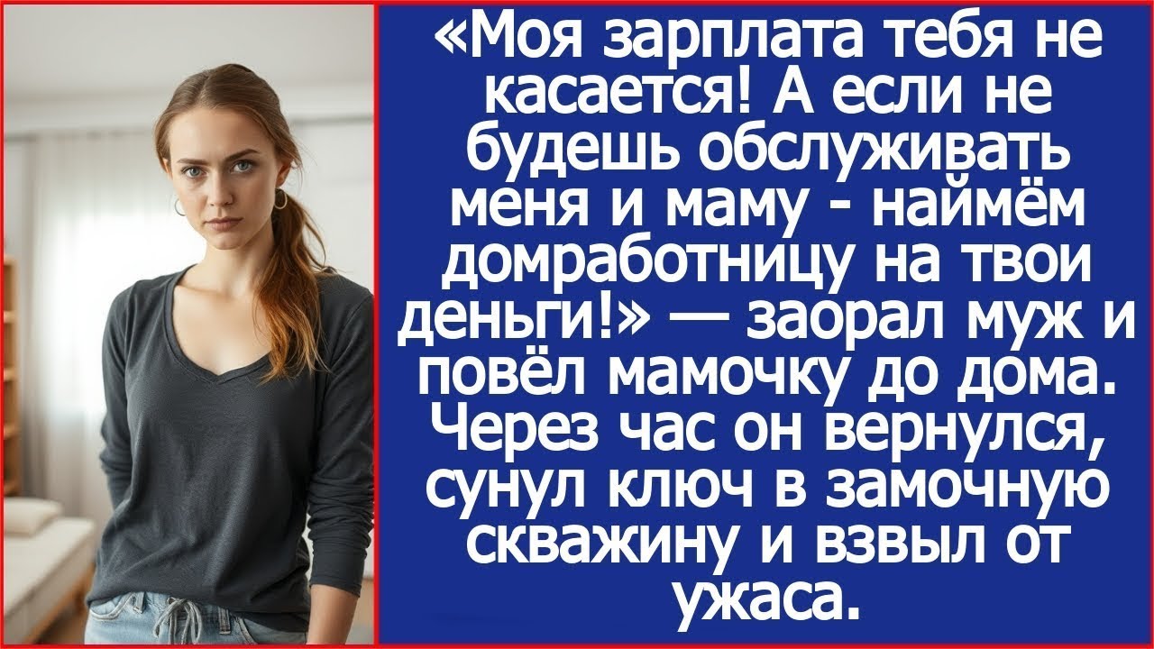 Если не будешь обслуживать меня и маму - наймём домработницу на твои деньги! Заявил муж.