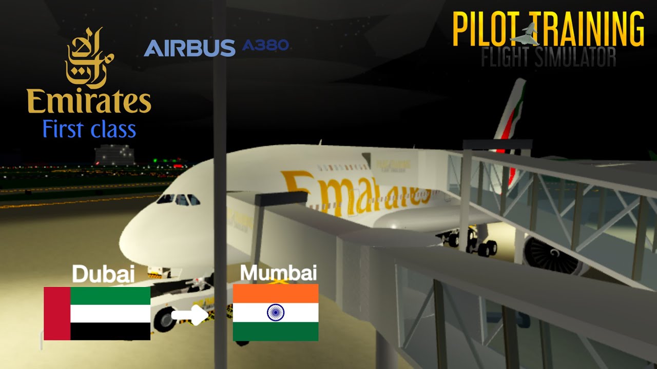 [4K] FIRST CLASS!| Trip report| Dubai ✈ Mumbai| PTFS Roblox| Emirates A380| Realistic sounds