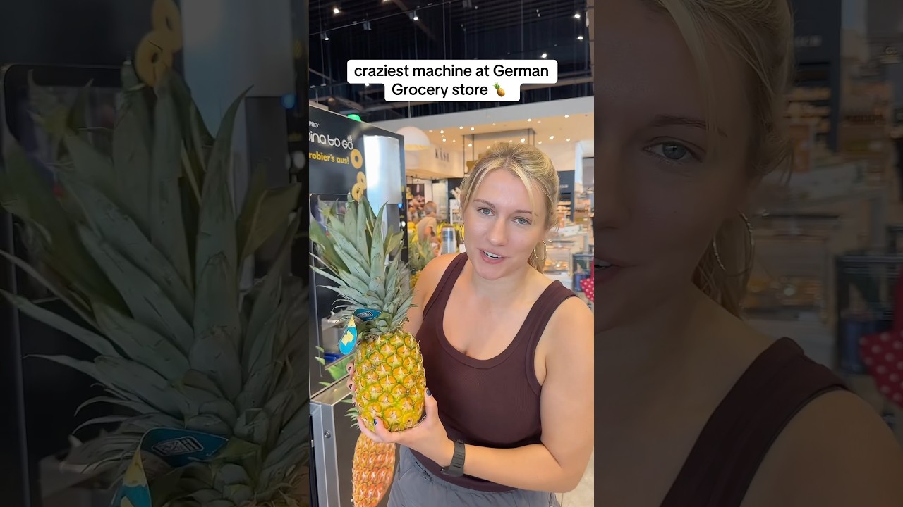 German grocery robot🇩🇪🤖 #germany #einkaufen #fruitcutting #germanengineering #pineapple #robotic
