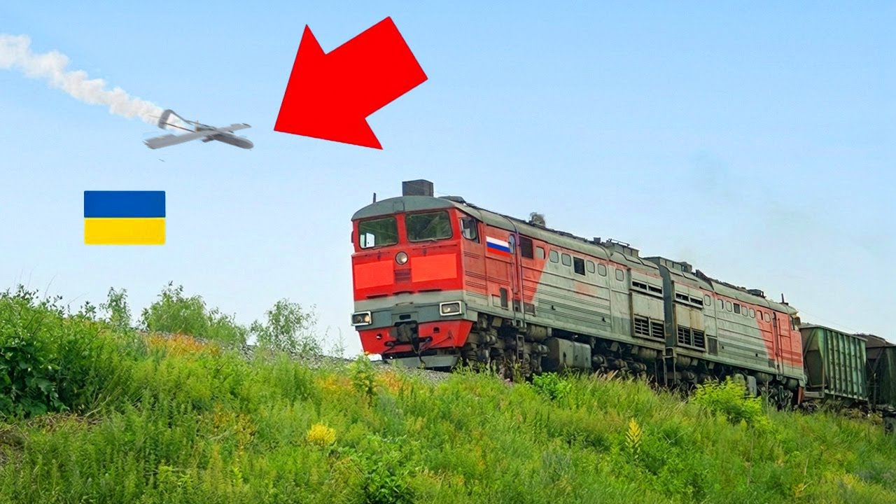 Watch Ukrainian Drones OBLITERATE a Russian Train
