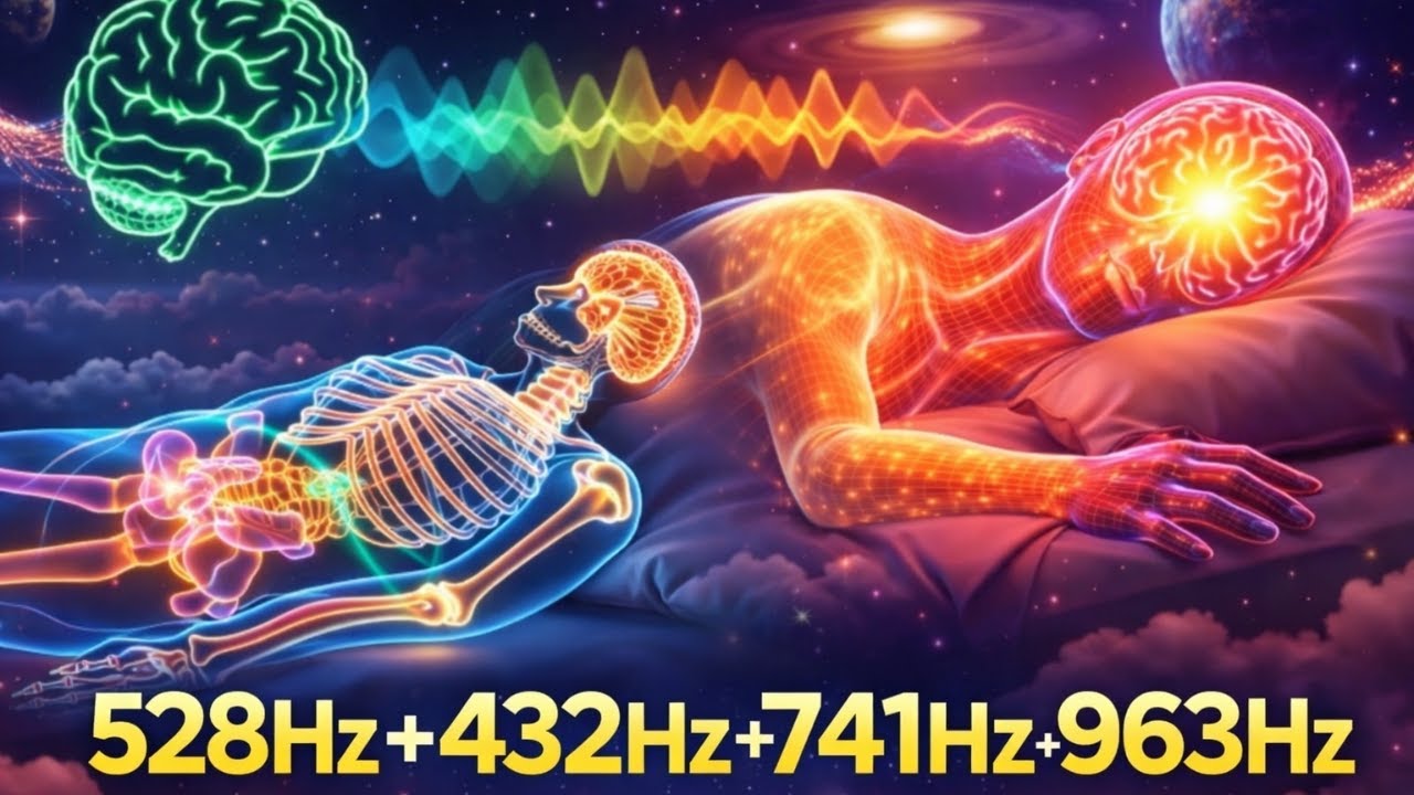 432Hz + 528Hz + 741Hz + 963Hz | The DEEPEST Healing Sleep • Whole Body Regeneration & Stress Relief