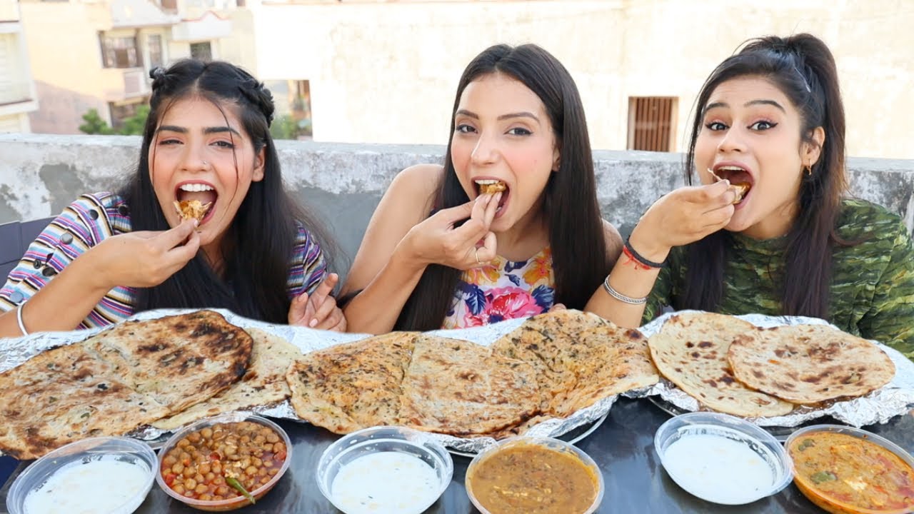 Paneer Naan Chole, Aloo Naan Dal Makhani, Tandoori Butter Roti Kadhai Paneer Thali Eating Challenge
