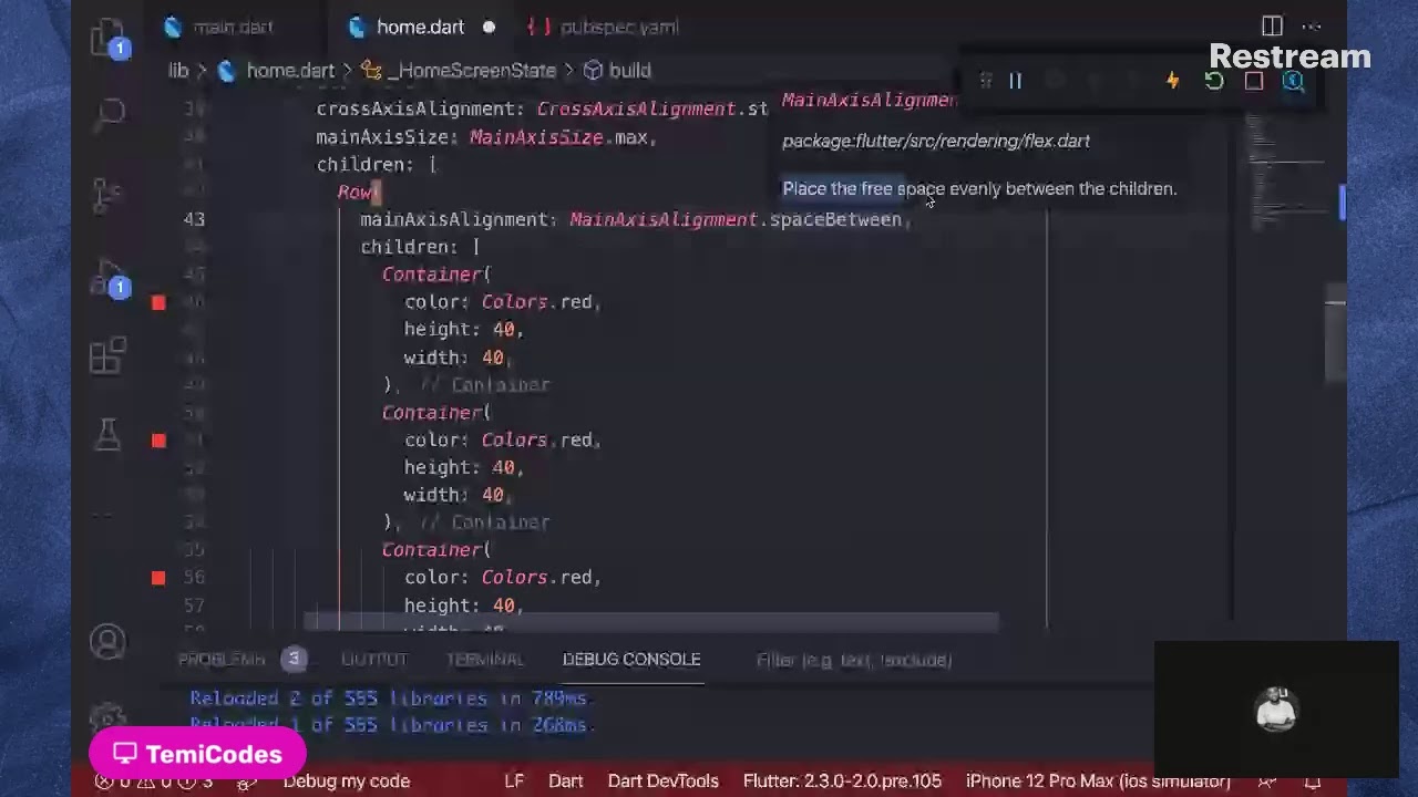 Flutter Basic Widgets - Container, Column, Row, Text, etc