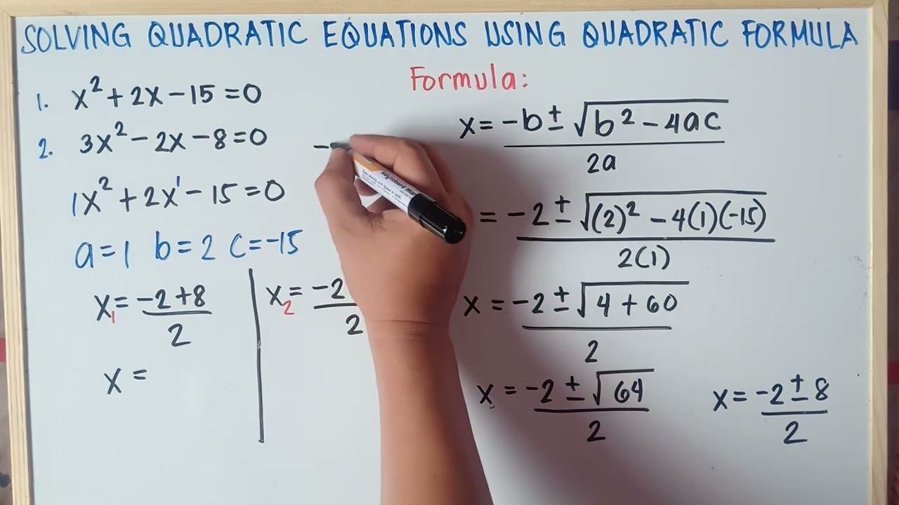 Solving Quadratic Equations Using Quadratic Formula | Step by Step Explanations |