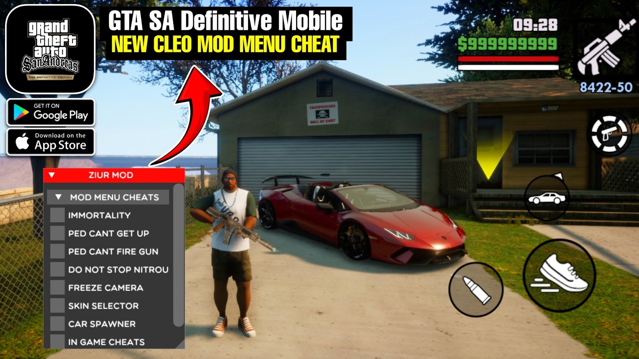 GTA SA Definitive Edition Mobile (Android/iOS) NEW CLEO MOD Menu Cheat - 4K GFX Graphics