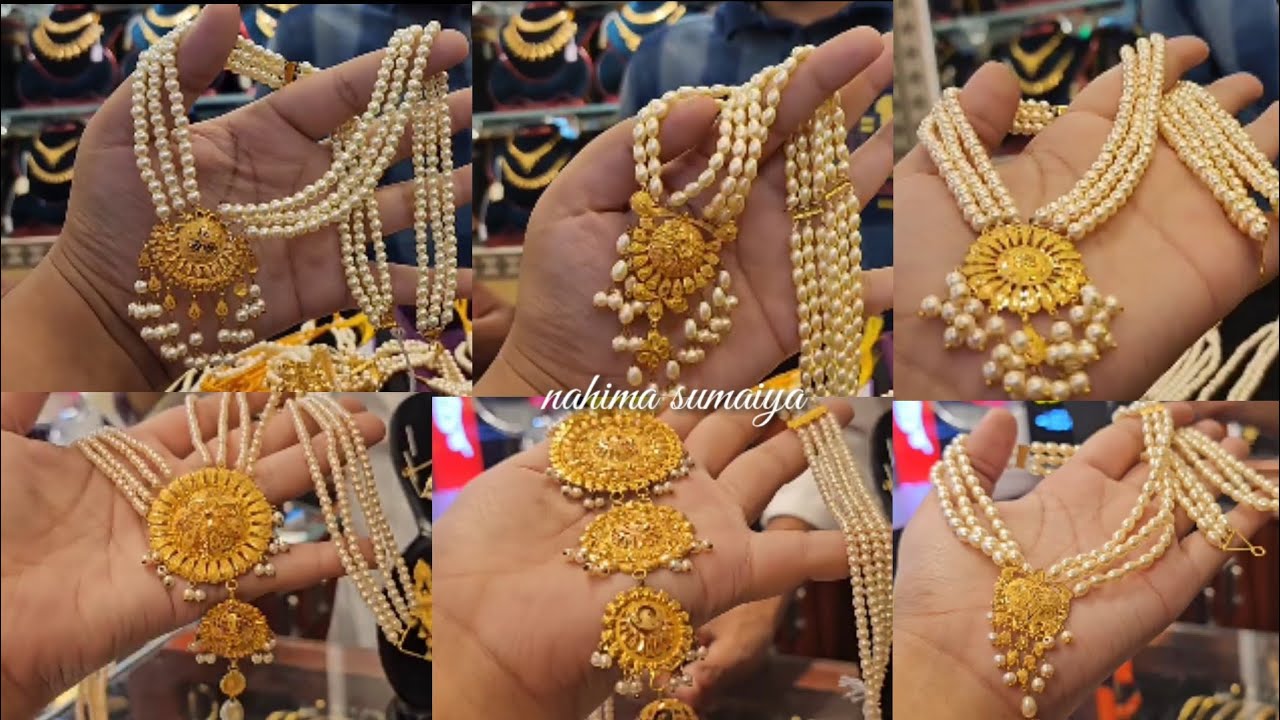 Gold pearl necklace designs with price,pearl rani haar design with price,pearl gold necklace designs
