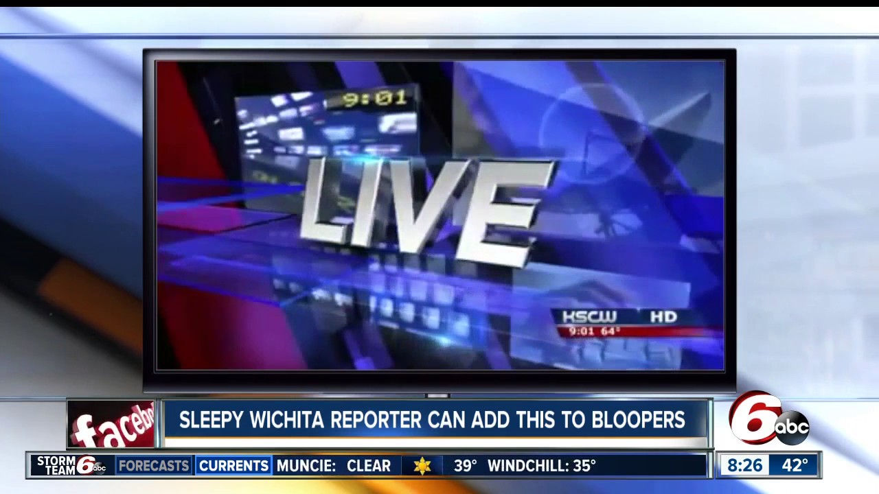 Sleepy reporter shows up on TV with technical glitch