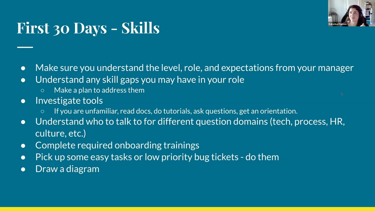 Developing your 30/60/90 Day Onboarding Plan (Katerina Hanson, Career Talk @ CodeDay Labs 2022)