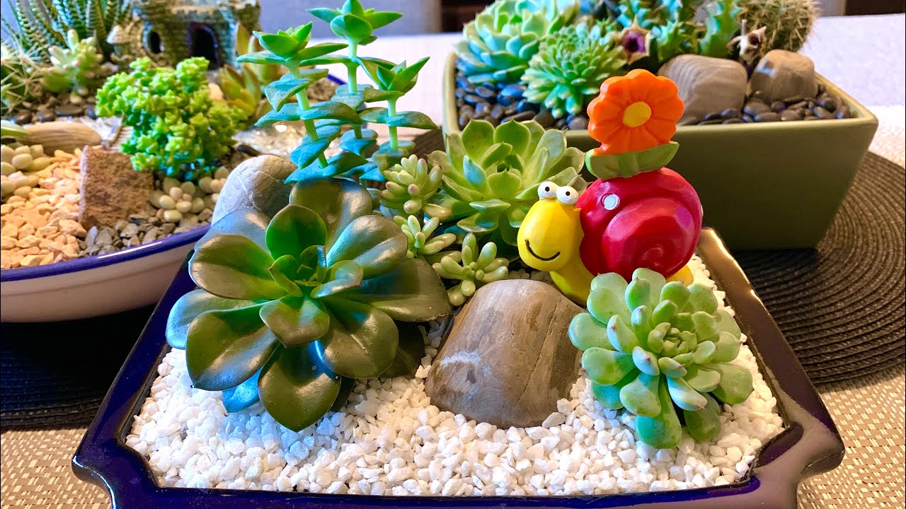 Succulent Arrangement in Blue Glazed Terracotta Pot