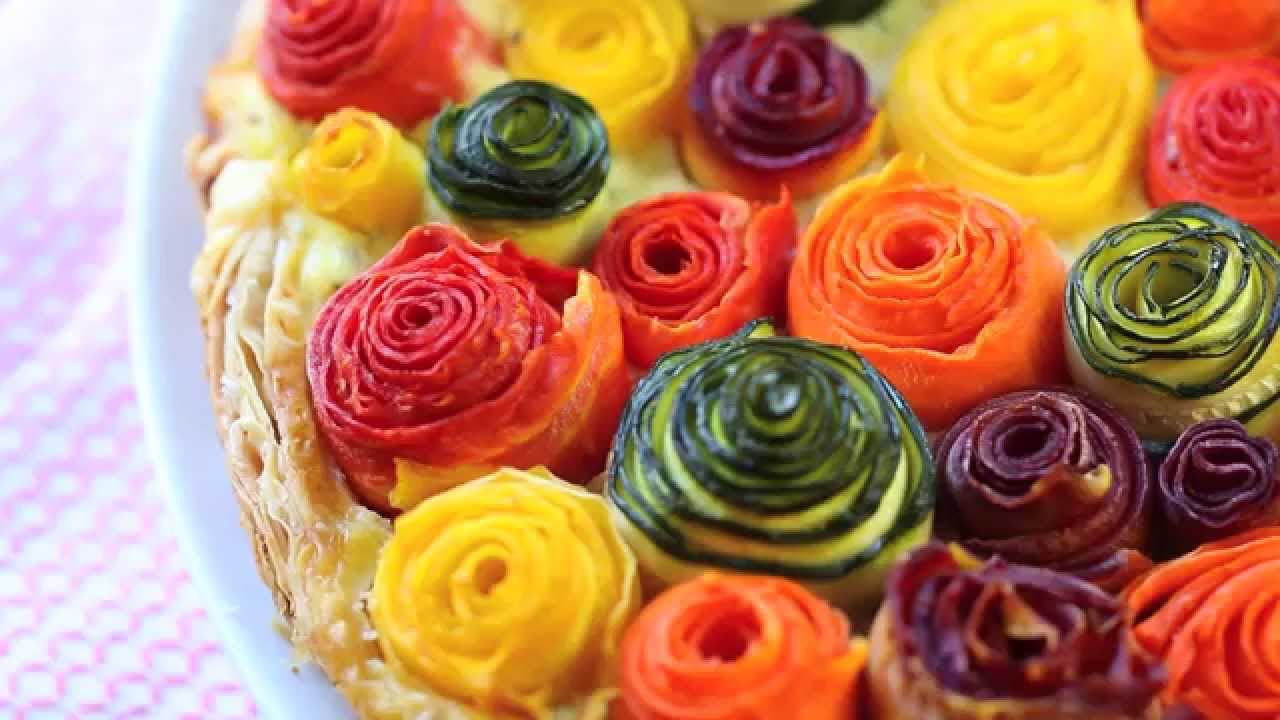 Zucchini and carrots roses tart recipe