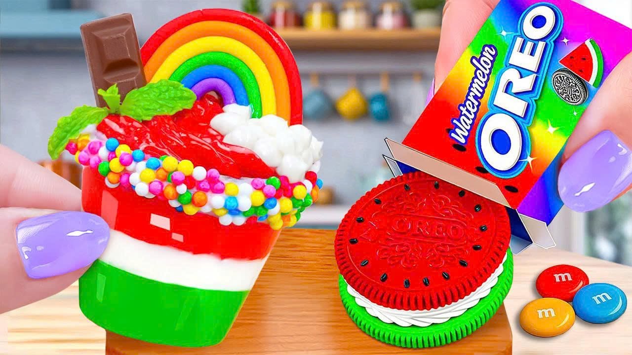 🍰Delicious Watermelon KitKat vs Oreo Cake🍰Mini Colorful Chocolate Cake Battle