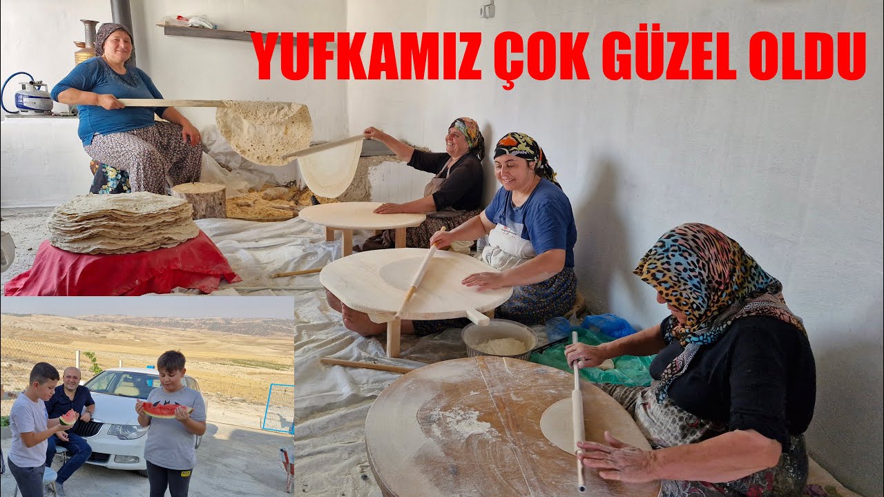 KARPUZ BÖYLE YENİR YUFKA YAPARKEN KOMŞULARIMIZ ÇOK YARDIM ETTİ