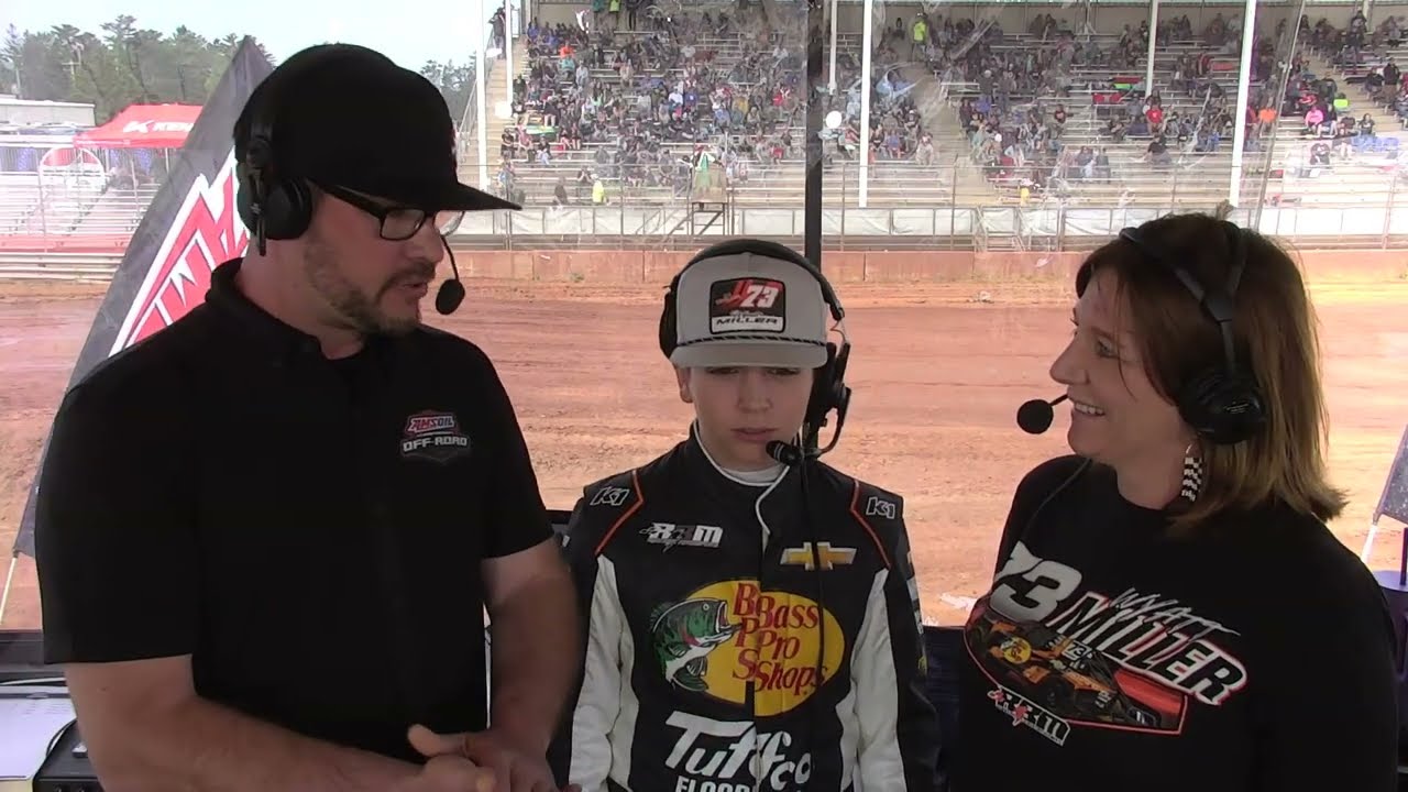 Wyatt Miller & Kelly Earnhardt Miller in the booth at CHAMP Off Road - Antigo, WI