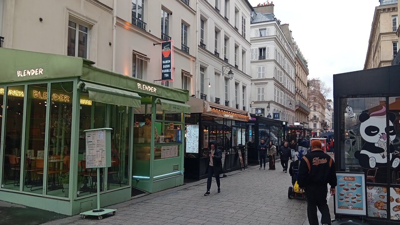 Paris, France 🇨🇵 ☕ 🍜 🥝 🥑 Cafe and Restaurants Vlog Walking Tour Video in HD VIDEO 📸📸