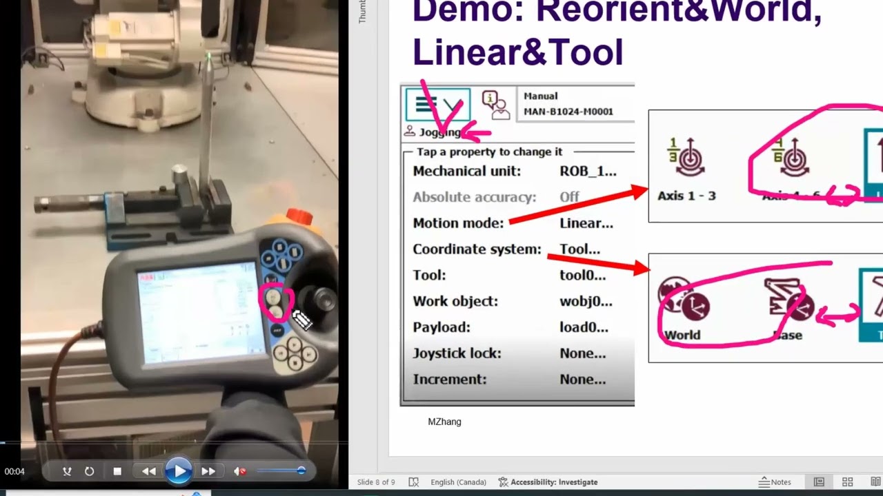 ABB robot jogging - Reorient&World, Linear&Tool