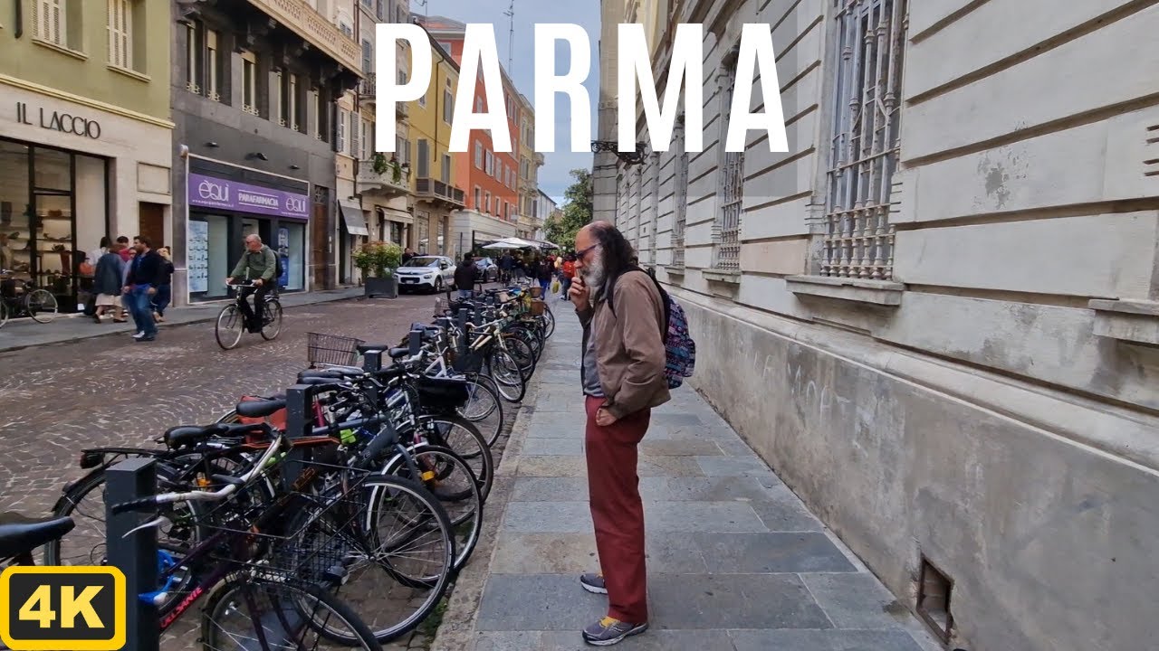 Parma, Italy - 4k walking Tour in the Old City, Market and Piazza Duomo.