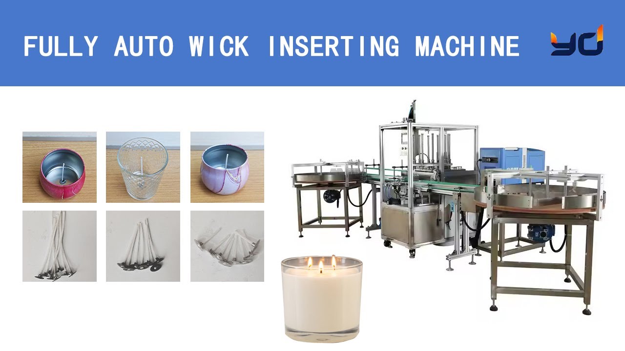 Auto cotton wick inserting machine for candle making