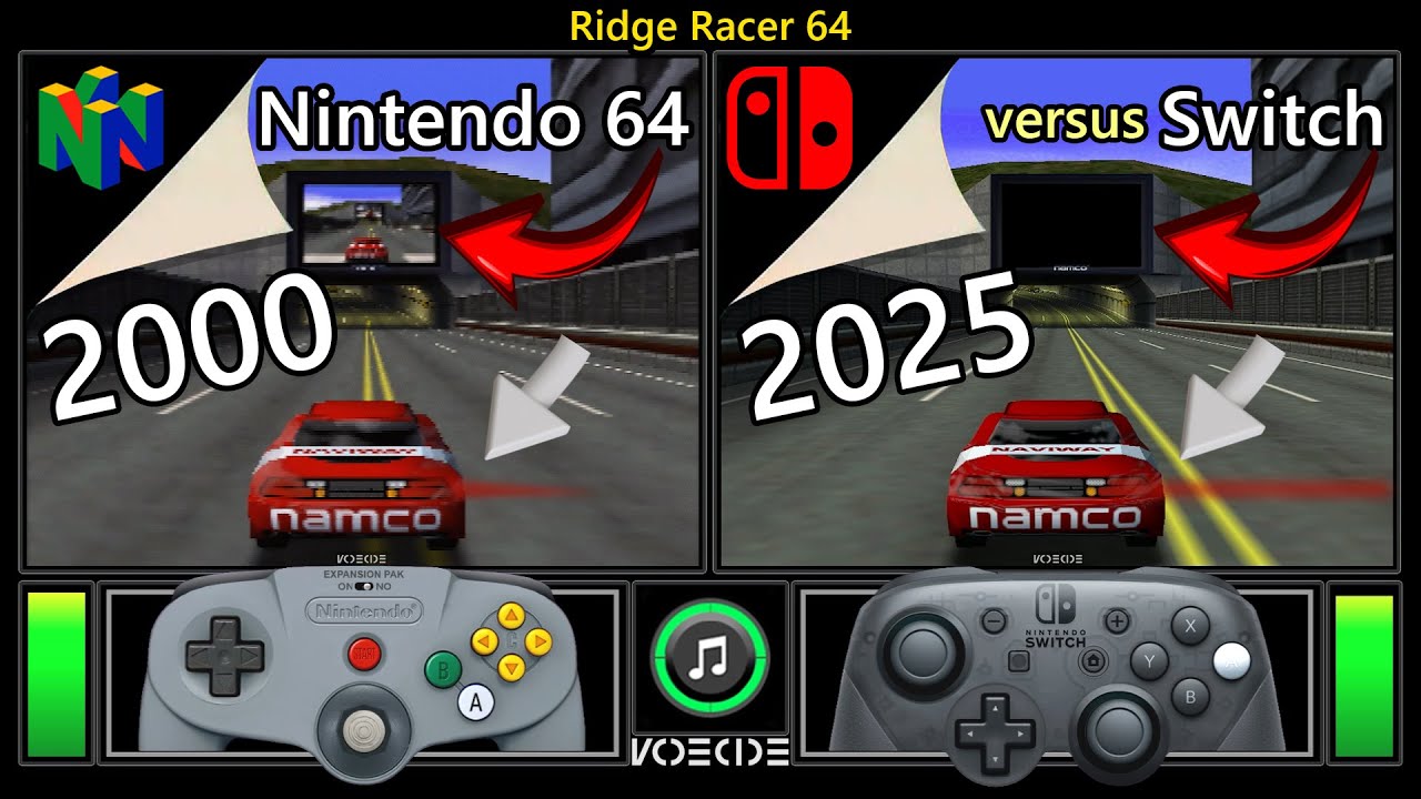 Ridge Racer 64 (Nintendo 64 vs Nintendo Switch) Real Hardware Comparison